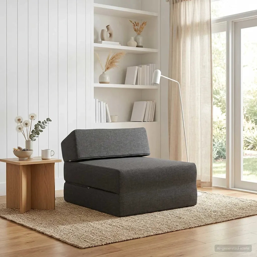 Divano Letto Pieghevole Grigio Scuro 60 x 70 x 41 cm Tessuto
