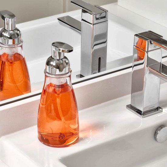 Dispensatore di sapone schiumante con immersione - BPA libero - 1 pezzo - chiaro/acciaio inox - 7,9 cm x 7,6 cm x 19 cm