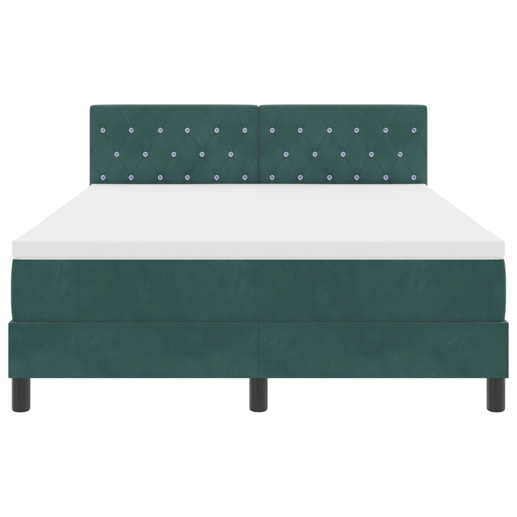 Letto Box Spring con Materasso Verde Scuro 140x190 cm Velluto