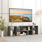 Mobile TV Combinato con Ripiani Aperti, Mobile per TV 2 Pezzi in MDF 50-60 Pollici, Mobile TV in Legno per Soggiorno Camera e Ufficio, 110-134,5 X 30 X 43 CM (Grigio)