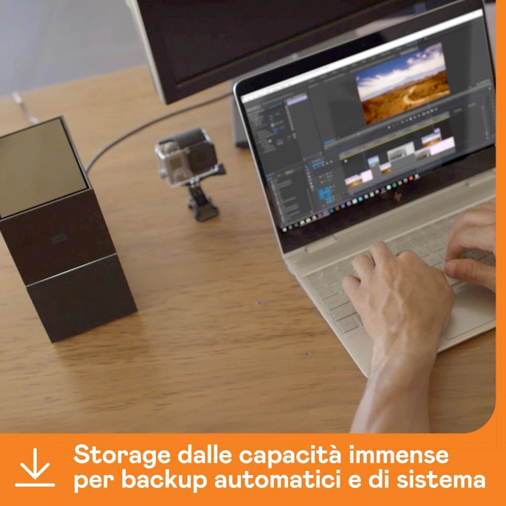28TB My Book Duo Hard Disk Esterno per Desktop RAID, USB-C/USB 3.2 Gen 1, Protezion con password, Software per la gestion e il backup, RAID 0/1, JBOD, Formatto per Windows and MacOS, Nero