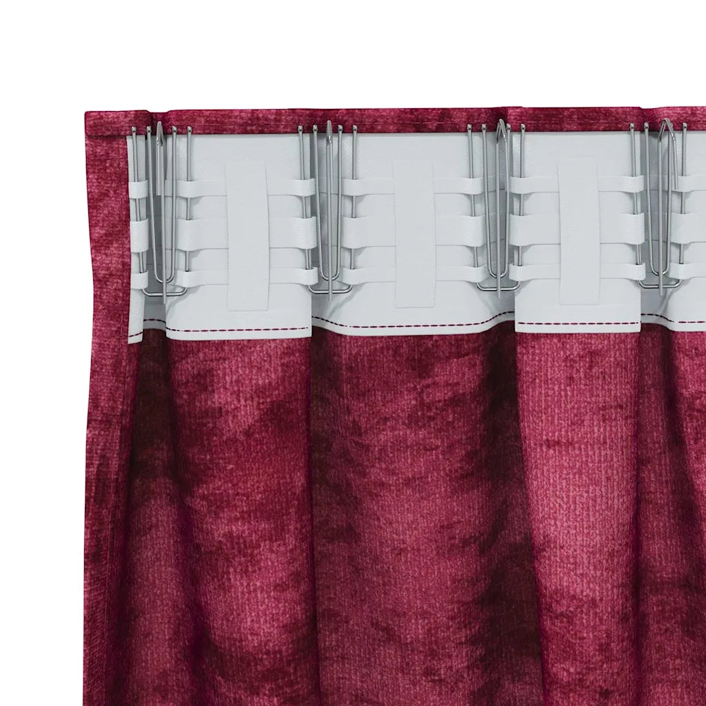 Tende in Velluto 2 pz Rosso Vino 260 x 140 cm Velluto