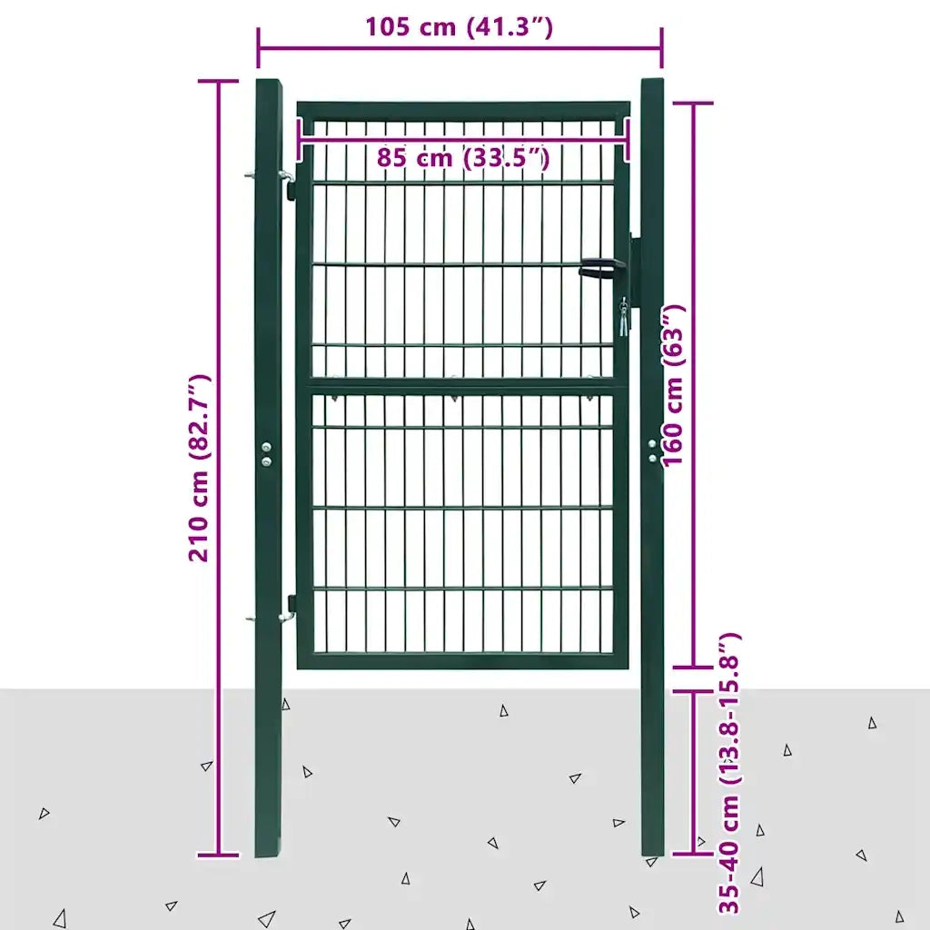Cancello per Recinzione 2D (Singolo) Verde 100x160 cm CFW2023986