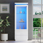 Vetrina alta 60x40x171 cm con 2 cassetti; LED controllato da app; bianco lucido