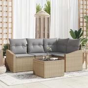 Set Divano da Giardino 5 pcs Beige e Grigio Chiaro polyrattan 3355379