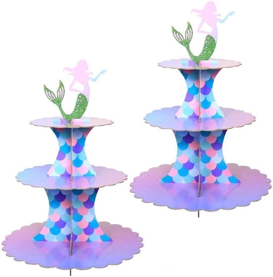 Stand per torta in 3 strati di carta - Zeemeermin - Stand per cupcake in cartone - Decorazione per feste - Per compleanni e matrimoni