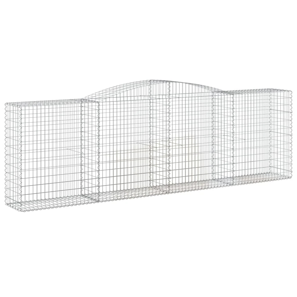 Cesto gabbione recinzione a gabbia muro di contenimento ad arco 400 x 50 x 120/140 cm ferro zincato argento 02_0040087