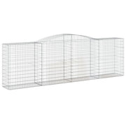 Cesto gabbione recinzione a gabbia muro di contenimento ad arco 400 x 50 x 120/140 cm ferro zincato argento 02_0040087