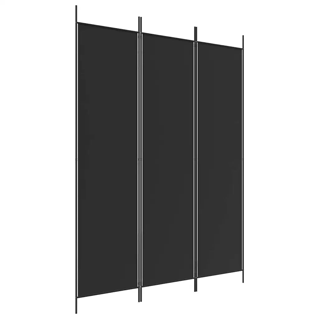 Divisorio Ambienti | Divider per stanze | Paravento a 3 Pannelli Nero 150x200 cm in Tessuto
