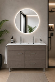 Mobile bagno con lavabo ORIGENBATH SAMOS senza specchio 120x45 cm doppio lavabo rovere smoky