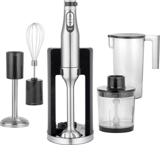 Set di Frullatore a Stantuffo - Manuale - Frullatore Set - Purea - Moina - Macchina da Cucina - Acciaio Inox - 3 in 1 - Accessori Frullatore - Zuppe - Smoothie - Cibo per Bambini