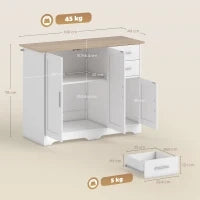 Credenza Moderna in Legno con 2 Cassetti e 2 Armadietti, 100x40x78 cm, Bianco e color Legno