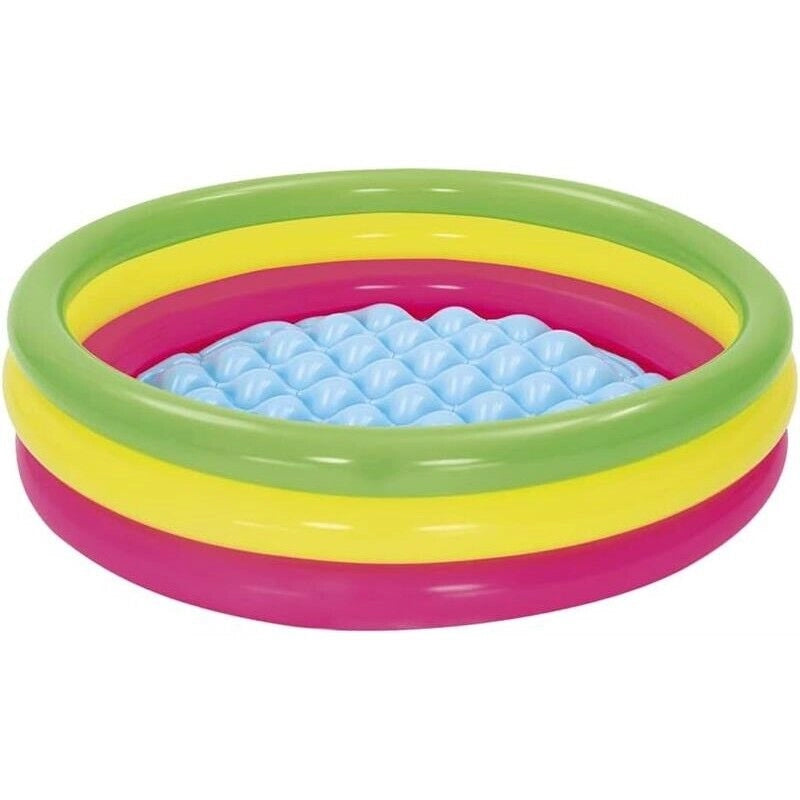 BESTWAY PISCINA SUMMER 3 ANELLI 102X25CM FONDO GONFIABILE FUORI TERRA IN GOMMA