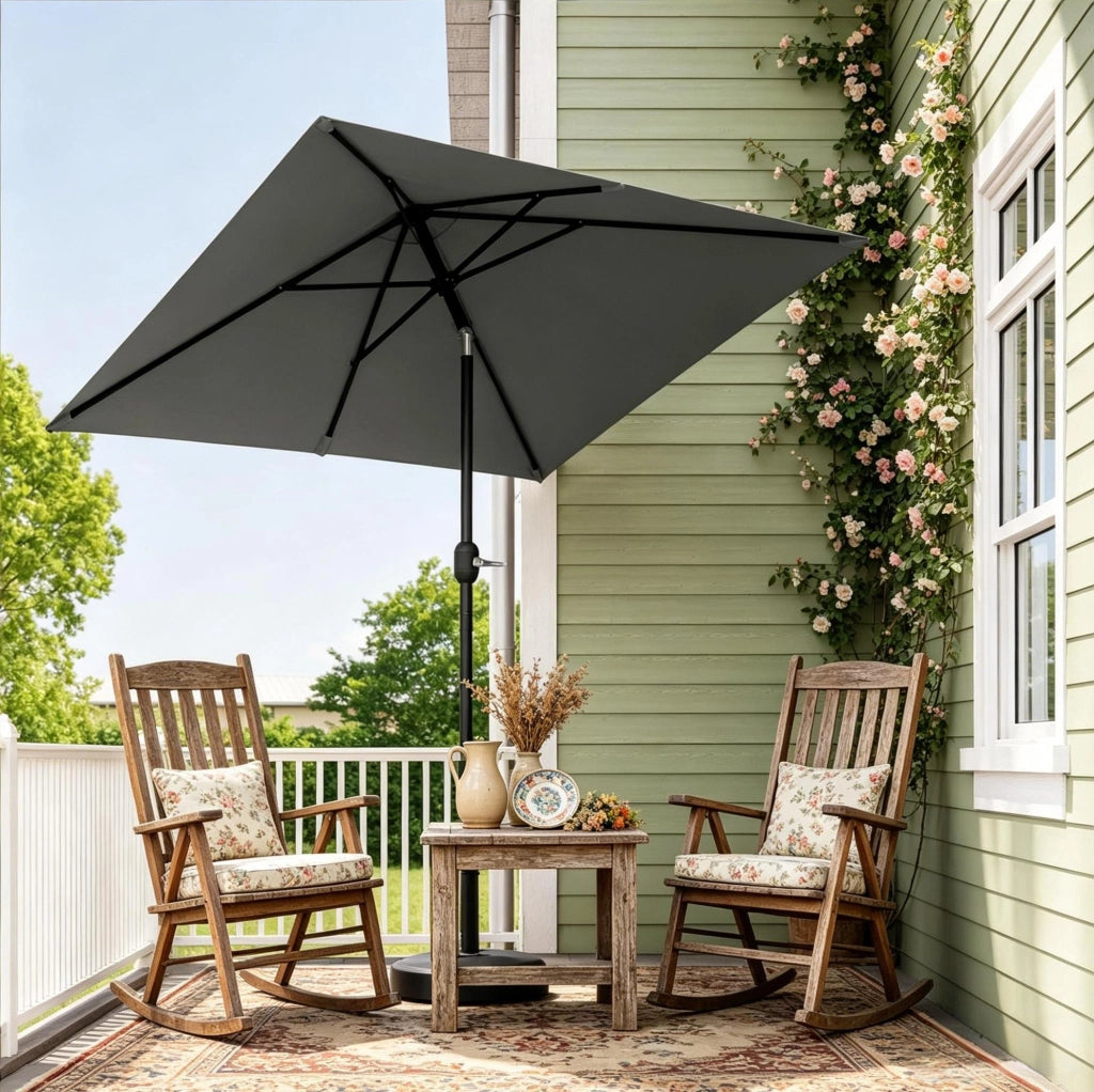 Ombrellone da giardino orientabile 206 x 135 cm in metallo e poliestere; grigio scuro