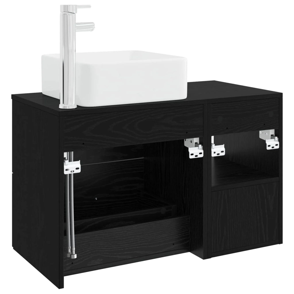 Set di mobili per il bagno 2 pz Rovere Nero 3403897