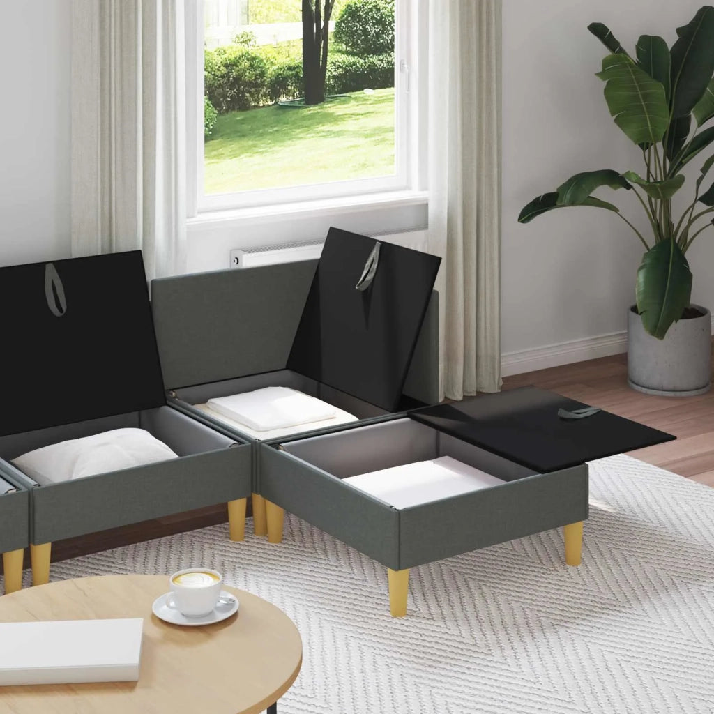 Set di mobili per il soggiorno 4 pcs Grigio Scuro Tessuto 3413680