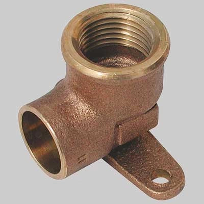 GOMITO BRONZO CON FLANGIA FILETTATO FEMMINA A SALDARE FEMMINA  22 x 3/4     MADE IN ITALY