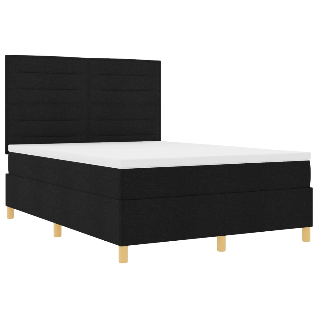 Letto Box Spring con Materasso Nero 140x200 cm Tessuto
