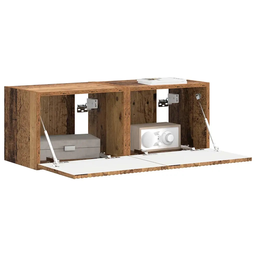 Mobile TV da parete 2 pz-Set di 2 Mobile TV a Muro-Credenza TV Legno vecchio 60 x 31 x 29.5 cm 520545