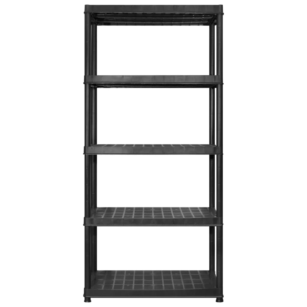 Scaffale portaoggetti a 5 ripiani 366 x 45,7 x 185 cm Plastica nera 02_0045706