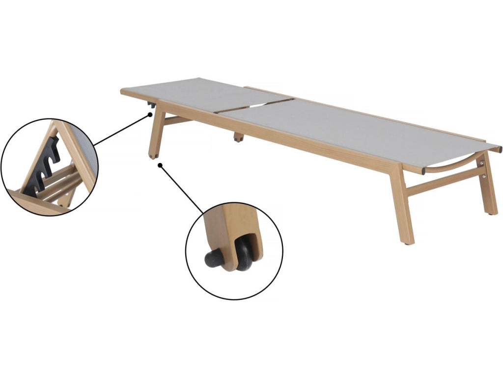 Set di 2 lettini "Elysia" in alluminio effetto legno - Grigio chiaro