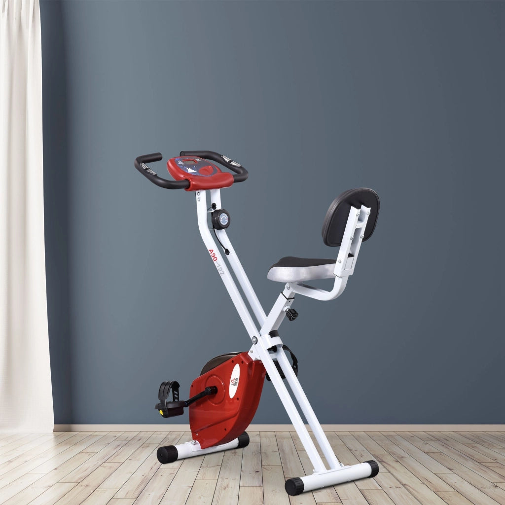 Bicicletta da camera pieghevole ¨C zephmum ¨C 8 livelli resistenza magnetica con schienale e sella regolabili, schermo LCD multifunzione, sensore frequenza cardiaca