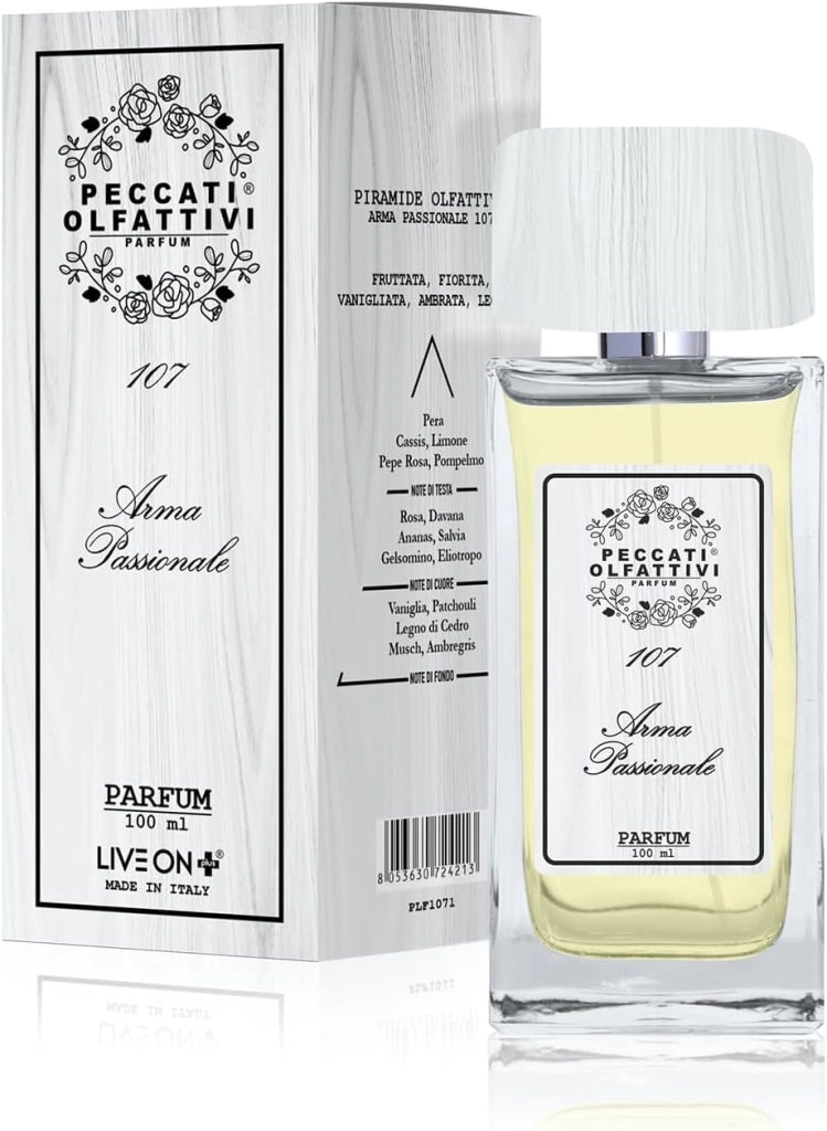 PECCATI OLFATTIVI N.107 Profumo Donna Equivalente Si Passione – Parfum 100 ml, 30% Essenza Pura, Fragranza Femminile Intensa e Persistente, Lunga Durata