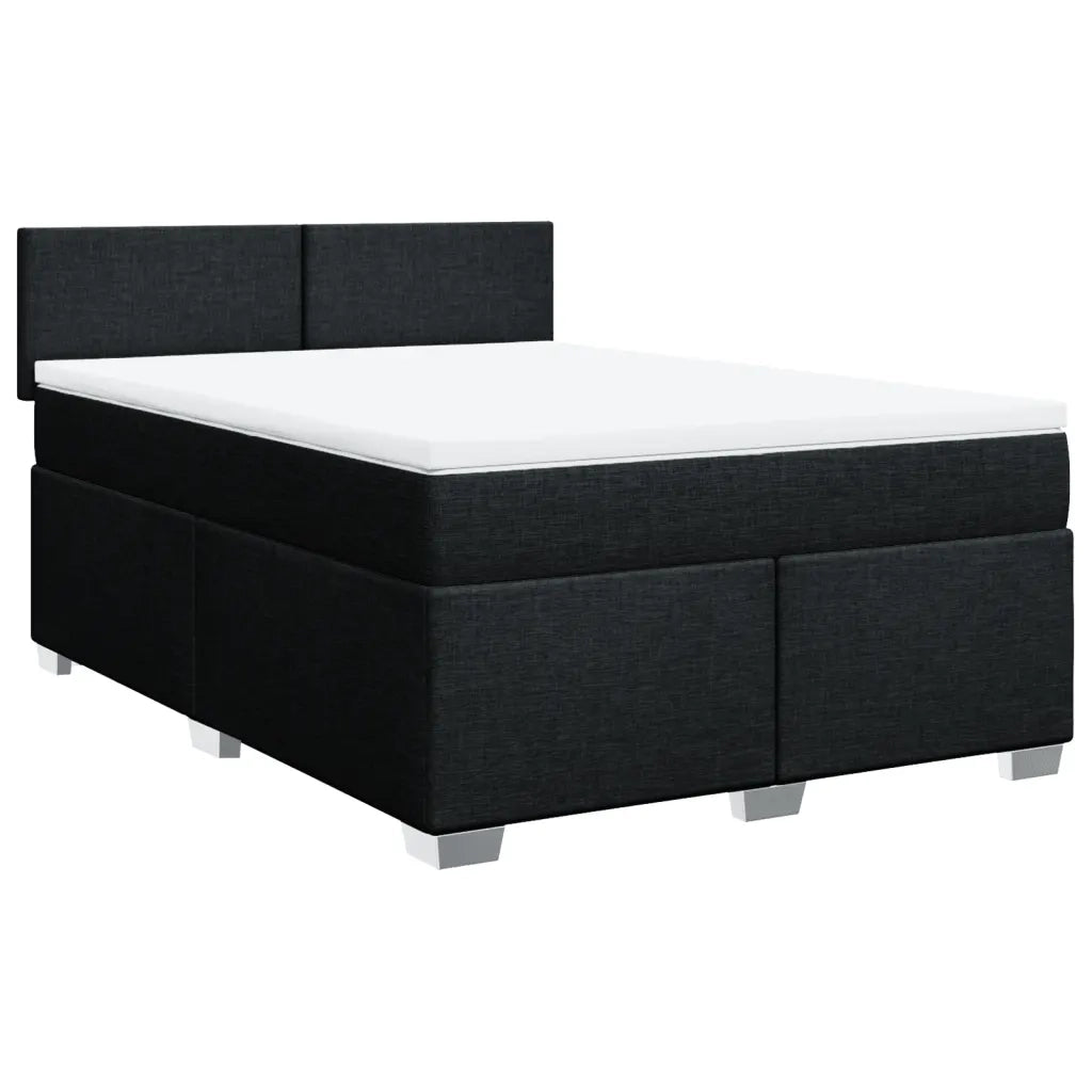 vidaXL Giroletto a Molle con Materasso Nero 160x200 cm in Tessuto