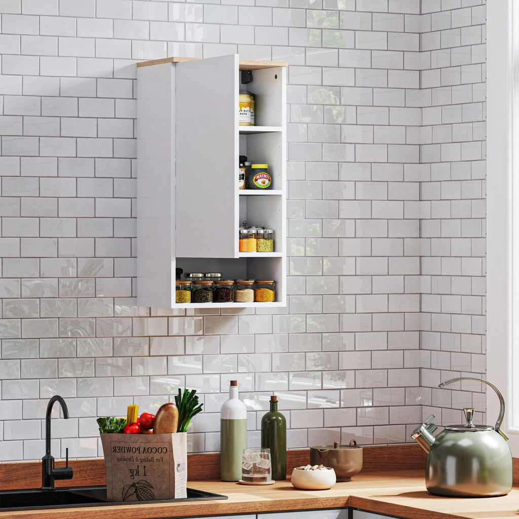 Armadietto da Bagno a Parete con Ripiani Regolabili ¨C zephmum ¨C Legno Bianco 60x30x30 cm