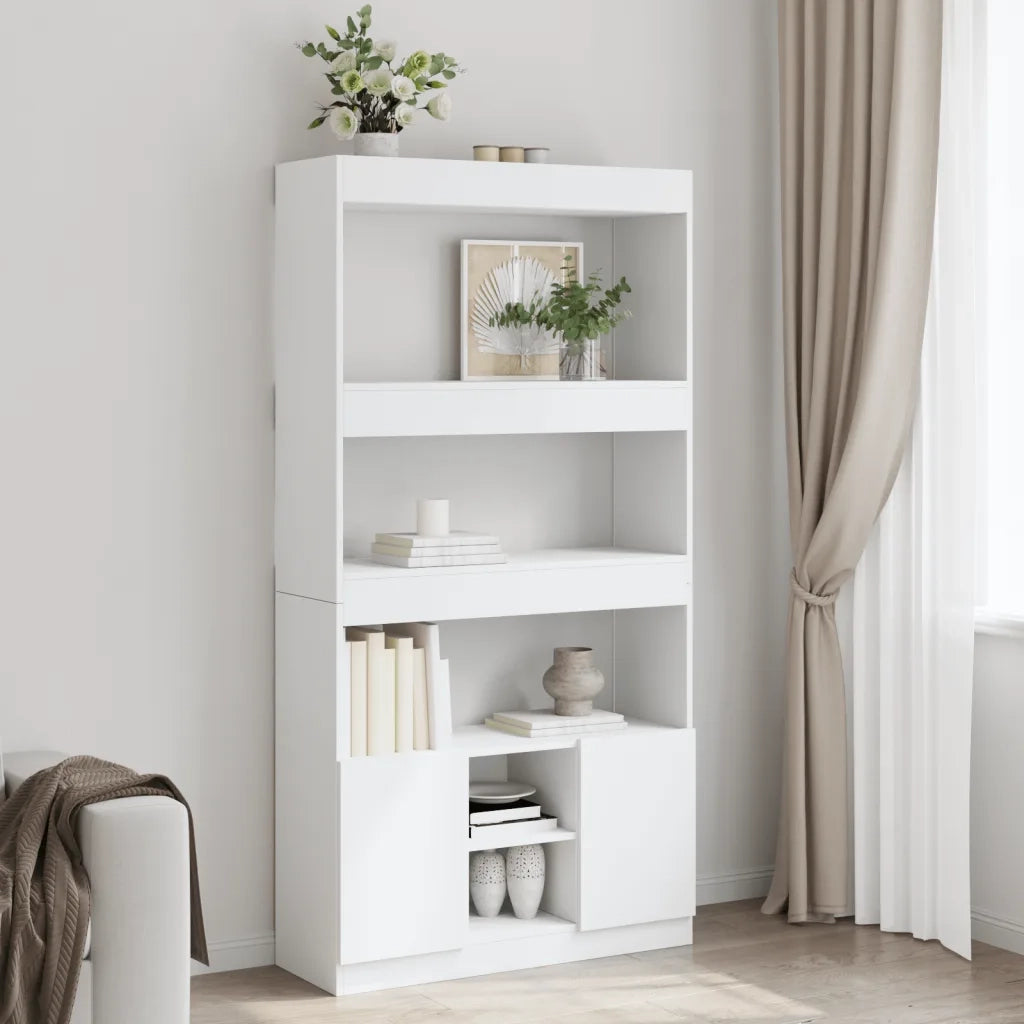 Credenza | Madia | Buffet da pranzo | Armadio da pranzo Bianca 92x33x180 cm in Legno Multistrato