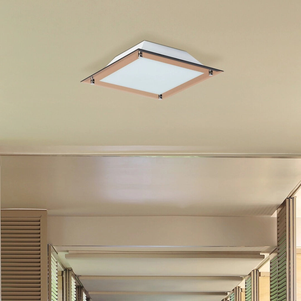 Plafoniera LED Rabalux Lars quadrata 30cm oro rosa 12W