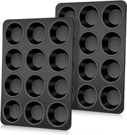 Set di 2 forme per muffin in acciaio inossidabile - antiscivolo - 35 x 27 cm - per cupcakes, budino e brownies - non tossico - salutare - sostenibile - facile da pulire