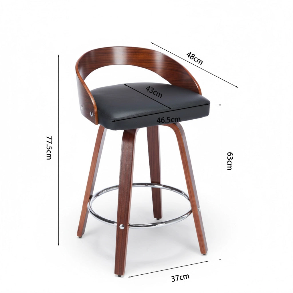 Sgabelli da Bar Set 2 Pezzi Girevoli con Seduta Imbottita ¨C Xylo ¨C Legno Nero 63cm