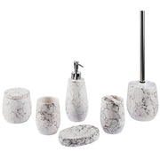 Set di 6 Accessori Bagno in Ceramica bianca dispenser sapone porta sapone bicchiere portaspazzolini contenitore scopino bagno