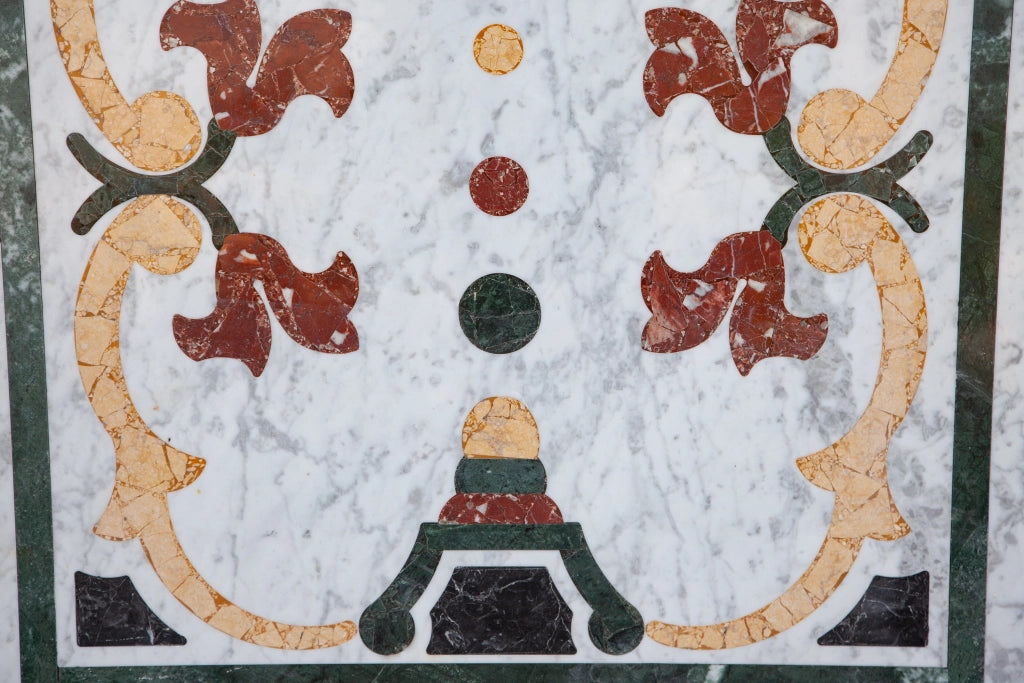 Biscottini PIANO TAVOLO RETTANGOLARE IN MARMO INTARSIATO Carrara dimensioni 180x90