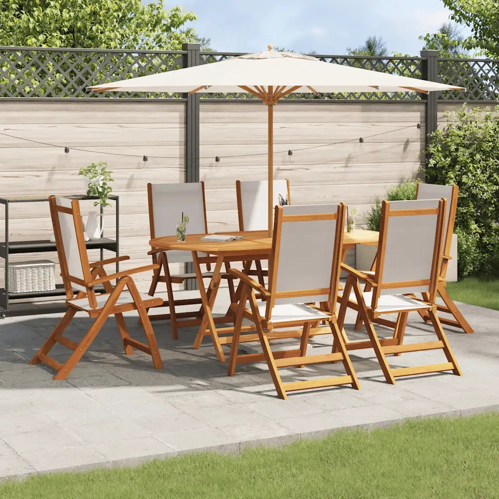 Set Pranzo da Giardino 7pz Legno Massello di Acacia e Textilene