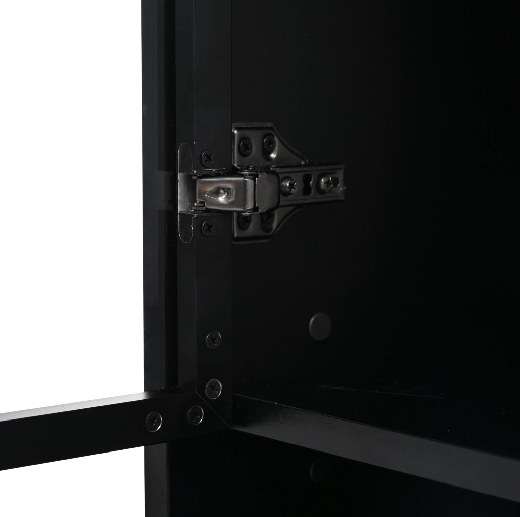 Vetrina alta con 1 cassetto e LED 80x34x180 cm in MDF e vetro nera