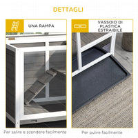 Conigliera da Esterno 2 Livelli 91,5x53,3x73 cm in Legno Grigio