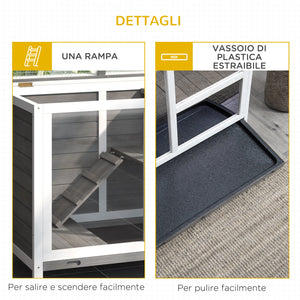 Conigliera da Esterno 2 Livelli 91,5x53,3x73 cm in Legno Grigio