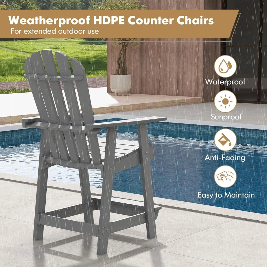 Adirondack - Sedia alta con poggiapiedi, da giardino, da balcone, resistente alle intemperie, in HDPE, con braccioli e seduta e schienale laminati, per esterni, 70 x 85 x 119 cm