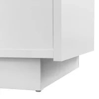 Tavolino da caffè bianco con rivestimento in vetro, illuminazione LED, controllo tramite app, 2 cassetti e 1 vano aperto, 100×50×35,5 cm, Bianco