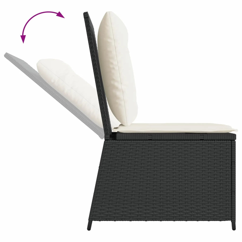 Divano da giardino con cuscino-Sofa da Giardino-Divano da esterno Nero e Bianco Crema polyrattan 440064