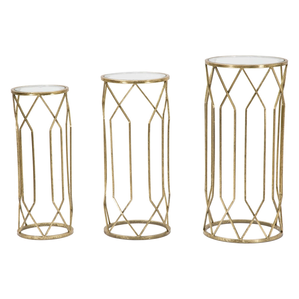 Gerald, Tavolino da Salotto set da 3 Portatelefono, 32x32x71h cm oro