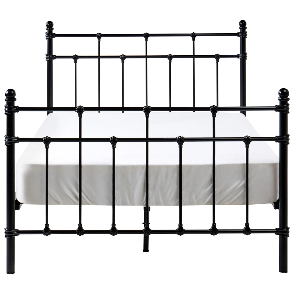 Letto Nero matrimoniale 120 x 200 cm poggiatesta in metallo poggiapiedi