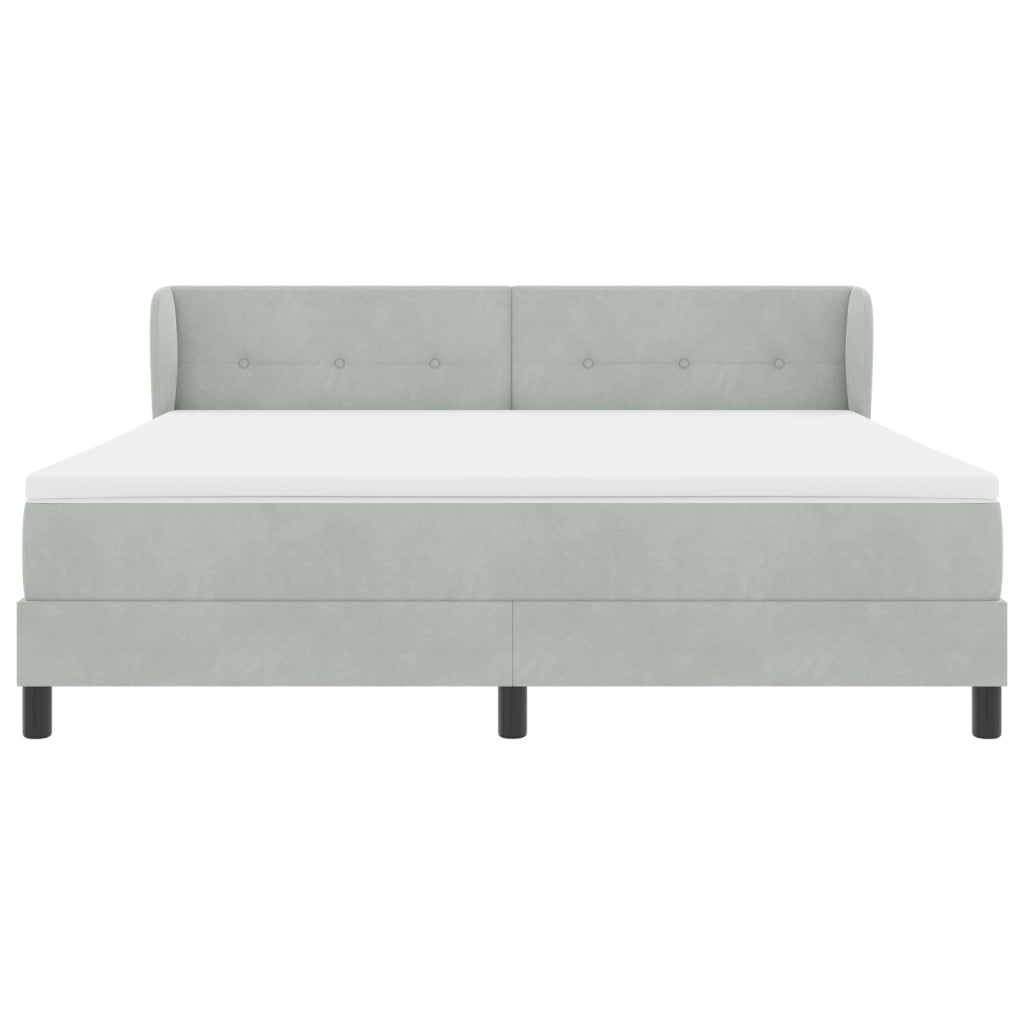 Letto Box Spring  con Materasso Grigio Chiaro 180x200 cm Velluto