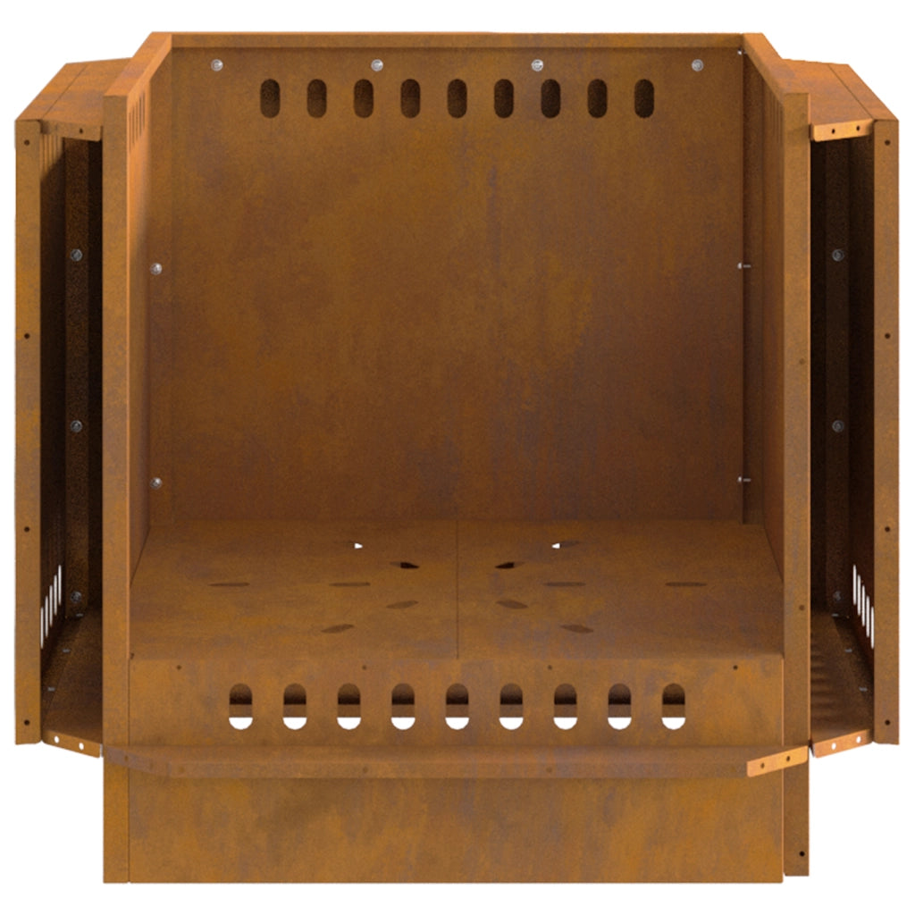 Focolare senza fumi  58x58x51 cm in Acciaio Invecchiato