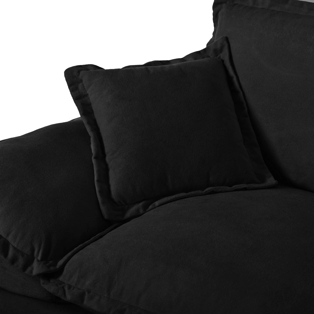Divano dal design ispirato alla vela con braccioli curvi in chenille nera per appartamenti 194 × 82 × 90 cm