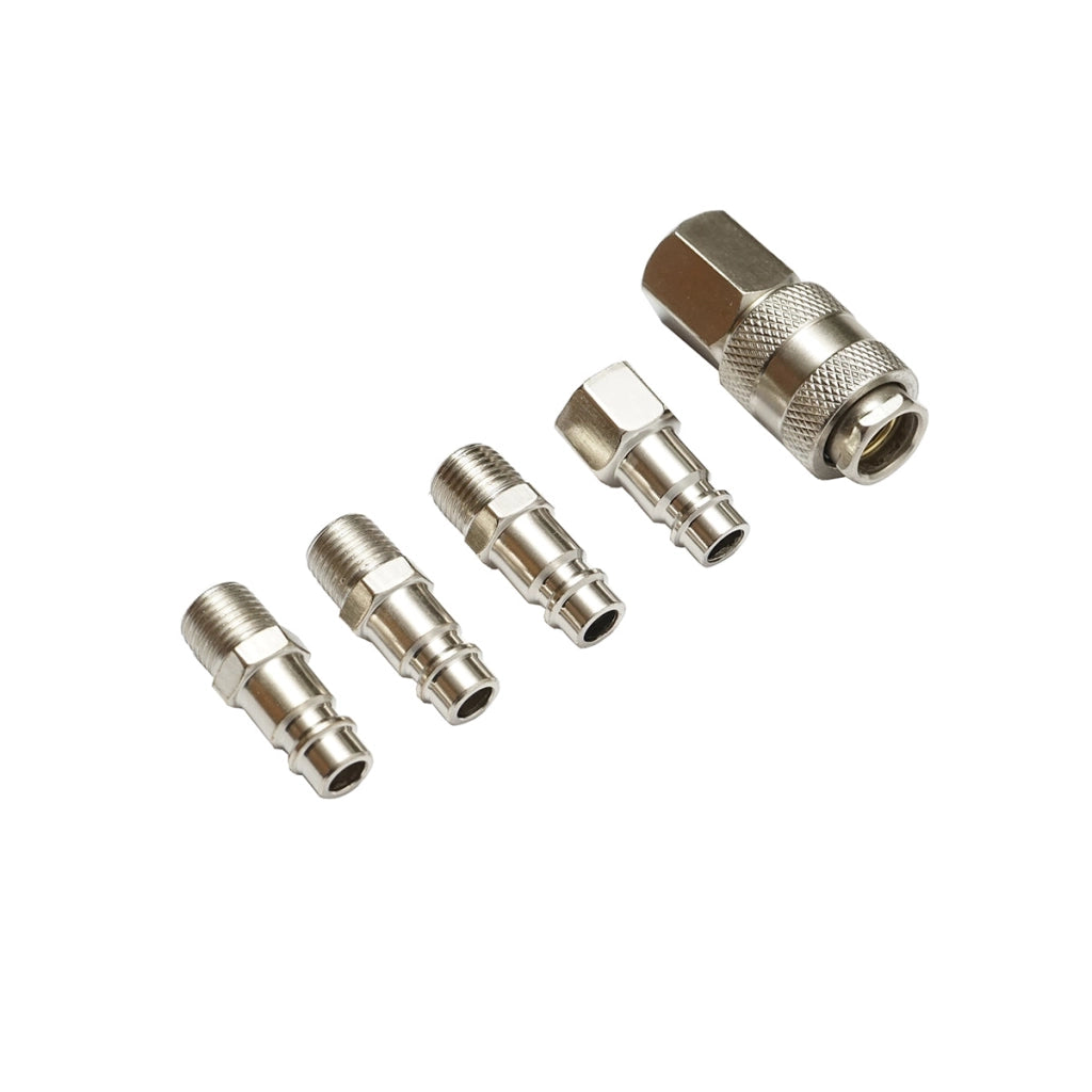 Set di 5 raccordi rapidi 1/4 BSPT per tubi aria compressa e utensili pneumatici Crownman