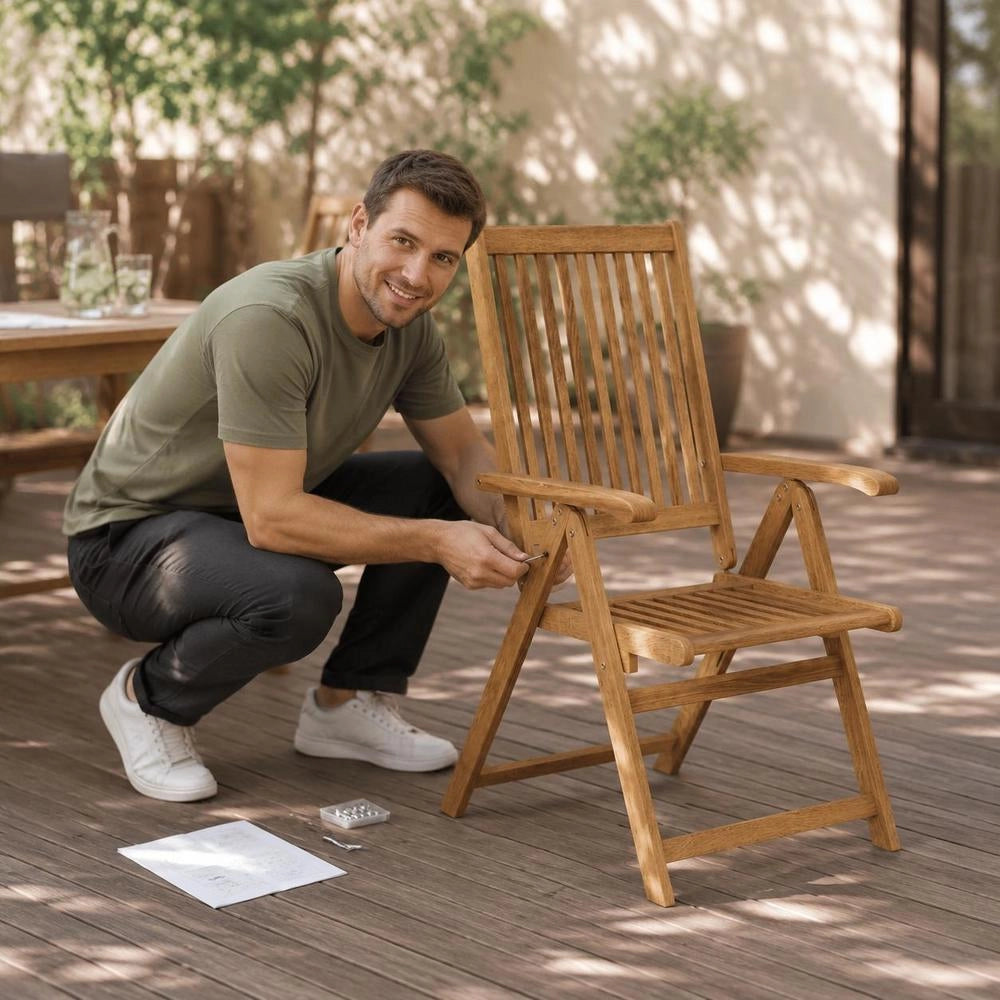 Garden Chairs, 2 Pieces, Foldable, Solid Acacia Wood, Brown
