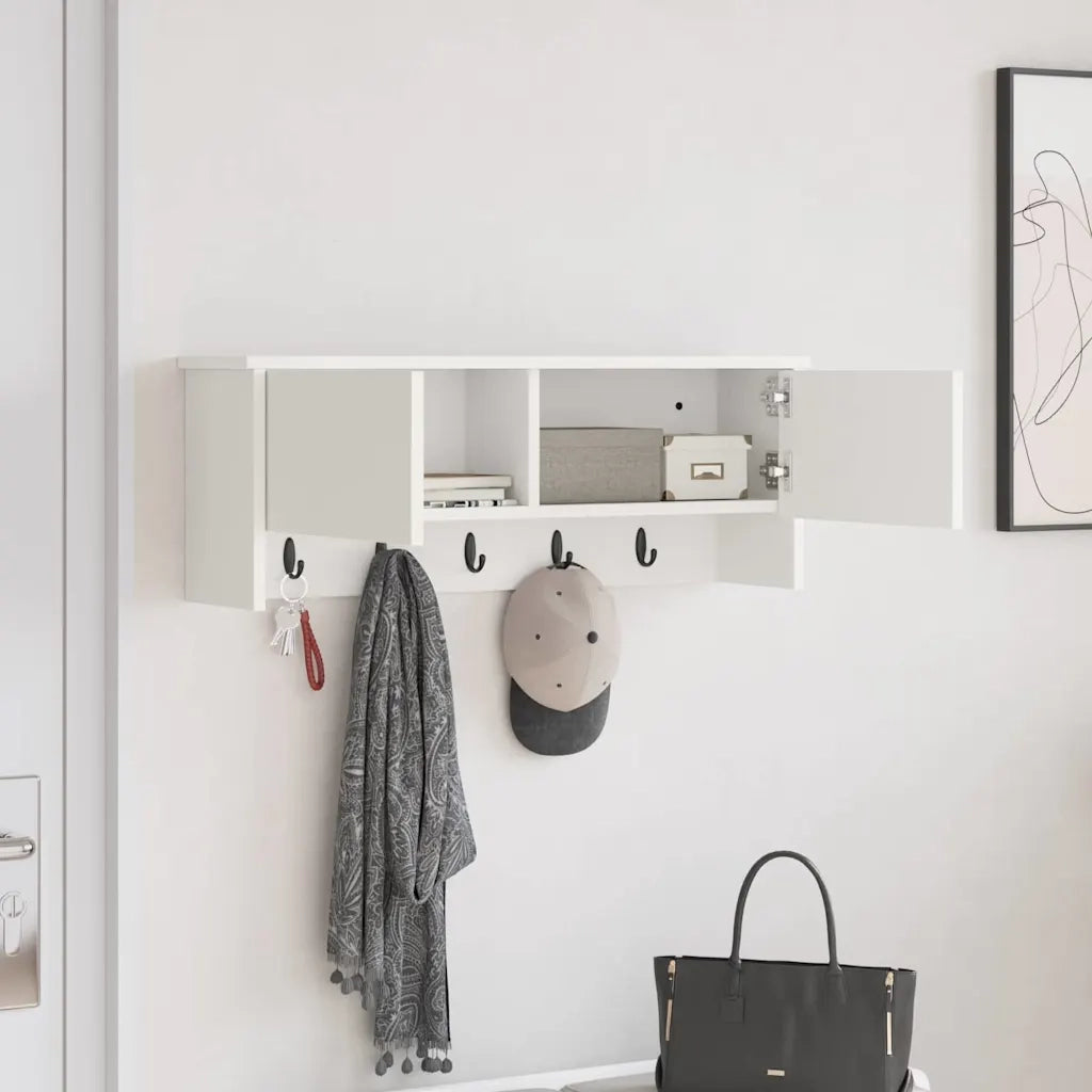 vidaXL Appendiabiti a muro Bianco 80 x 20 x 30 cm Legno multistrato